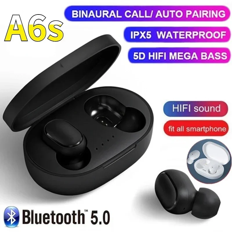 Tws A6S Cuffie Bluetooth Wireless 5.0 Cuffie Auricolari Bluetooth Sport Auricolari In-Ear Cuffie Con Microfono Per Xiaomi