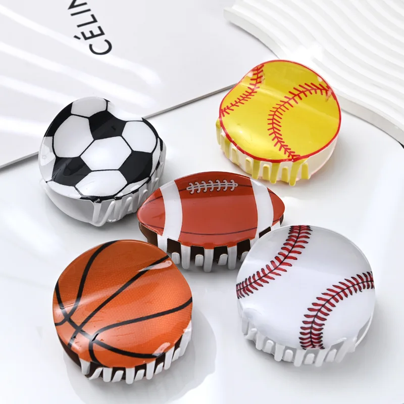 Creative New Basketball Football Acrylic Hair Clip Clamping Clip Large Hair Claw Fashion Shark Clip Hair Accessories for Women a4 acrylic table brand crystal price tag special price product introduction display menu card brand creative display stand