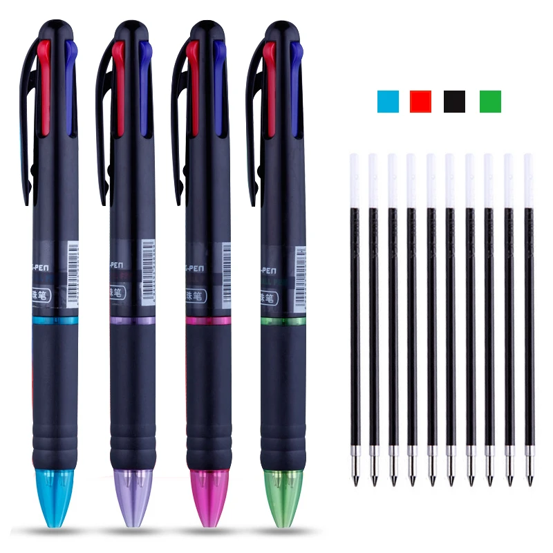 11PCS Ballpoint Pen Multicolored Pen 0.7 Mm Ball Point Pen Black Red Blue Green Refill Ink Writing Tools Stationary Set Gift