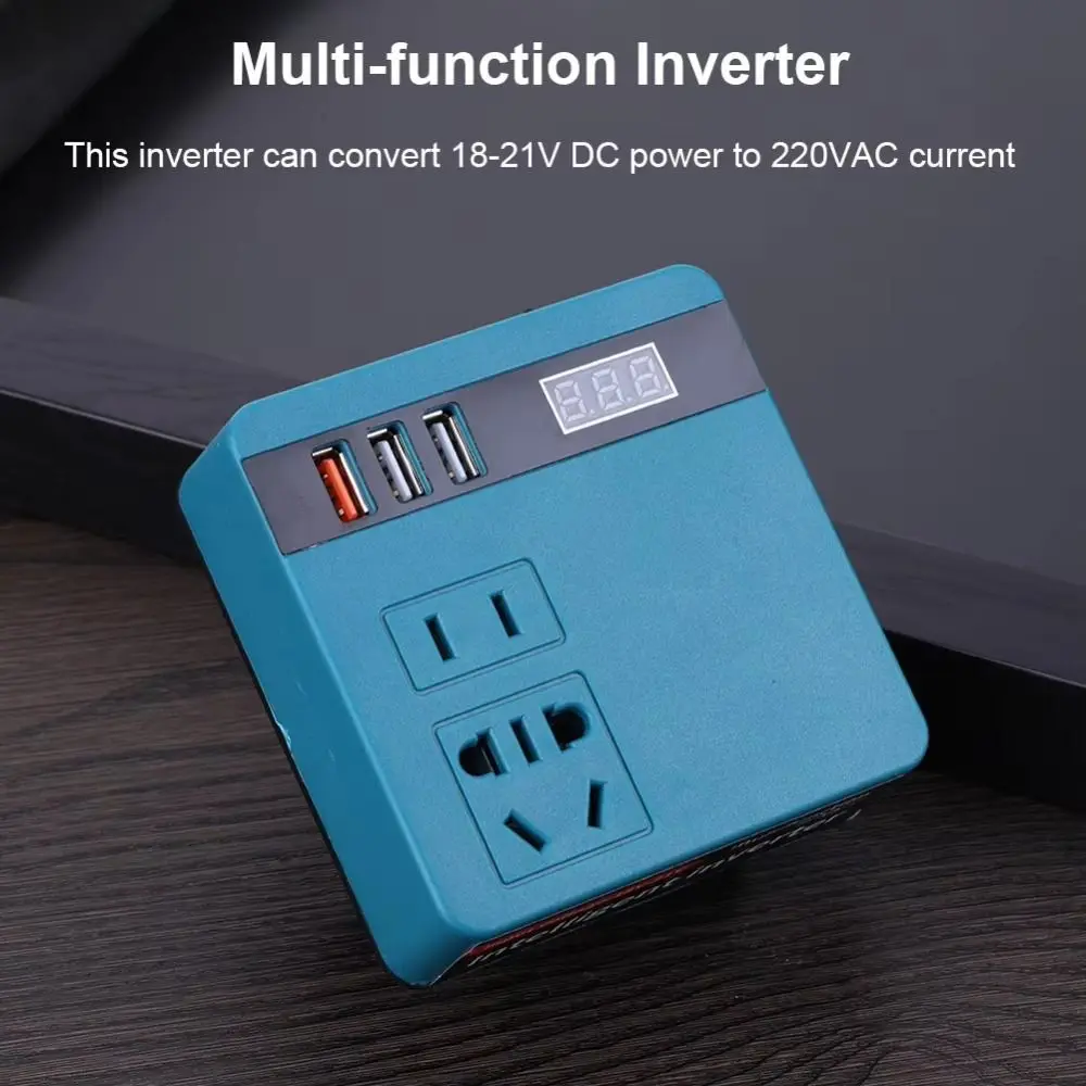 DC 18V-21V To AC 220V DC To AC Power Inverter 120W Outdoors Power Station Generator Portable Current Display Battery Inverter