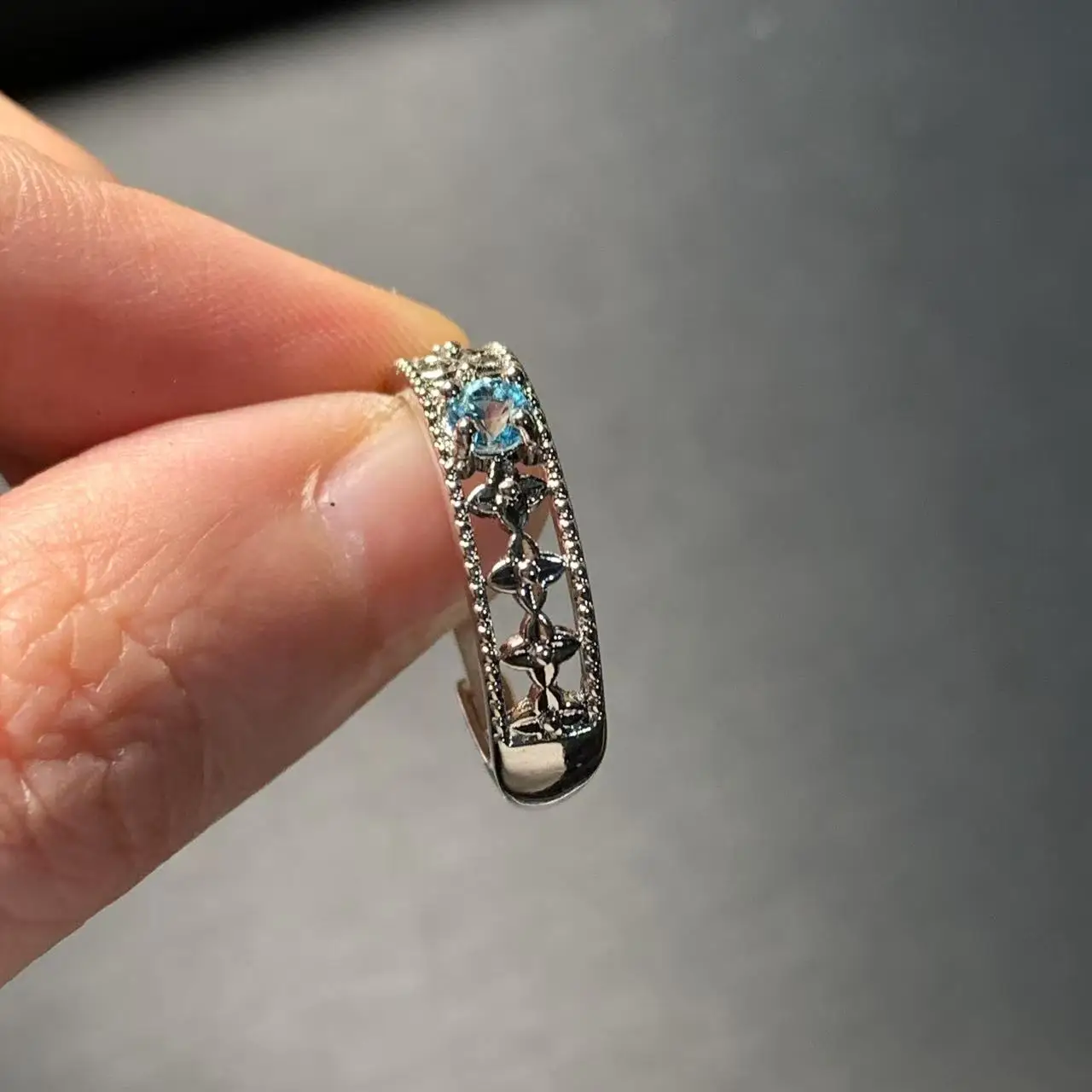 MM Natural Blue Topaz Ring Adjustable Female Ring Jewelry for Women Gift Wholesale High Quality Vintage Fine