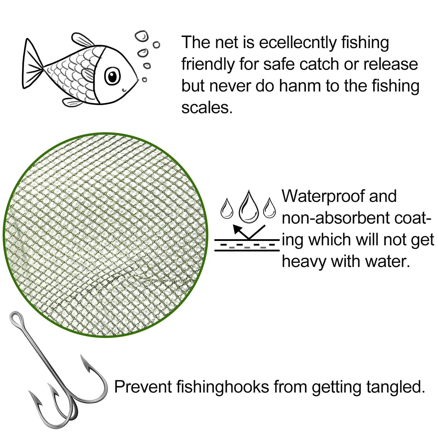 Fishing Net Sougayilang 4 Size Portable Fishing Net 3 Layer Round Folding Mesh Fish 25cm 35cm 42cm 50cm