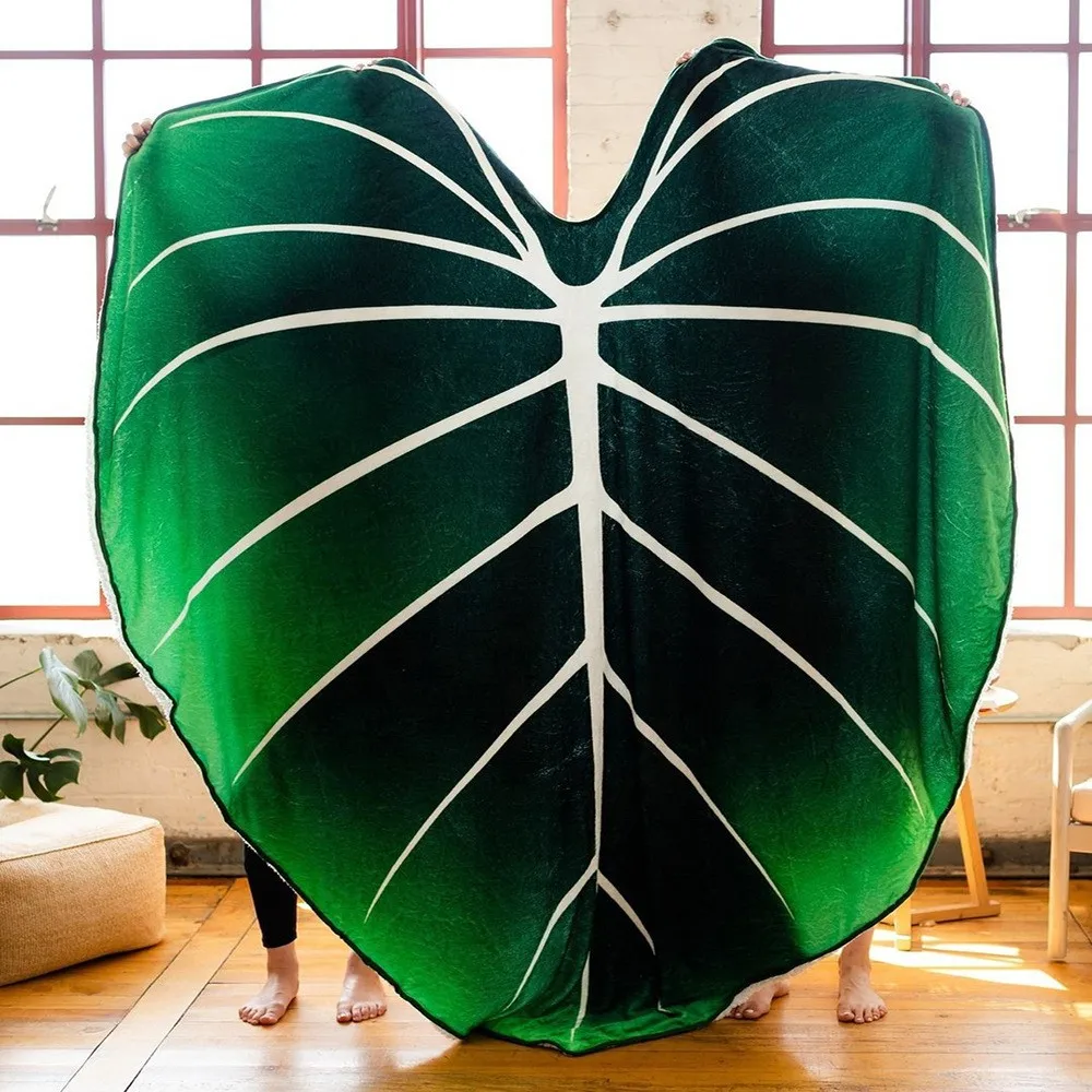 3D Super Soft Flanella Grande Coperta Philodendron Gloriosum Coperta A Forma Di Foglia Coperta Gigante In Pile Accogliente Coperta A Foglia