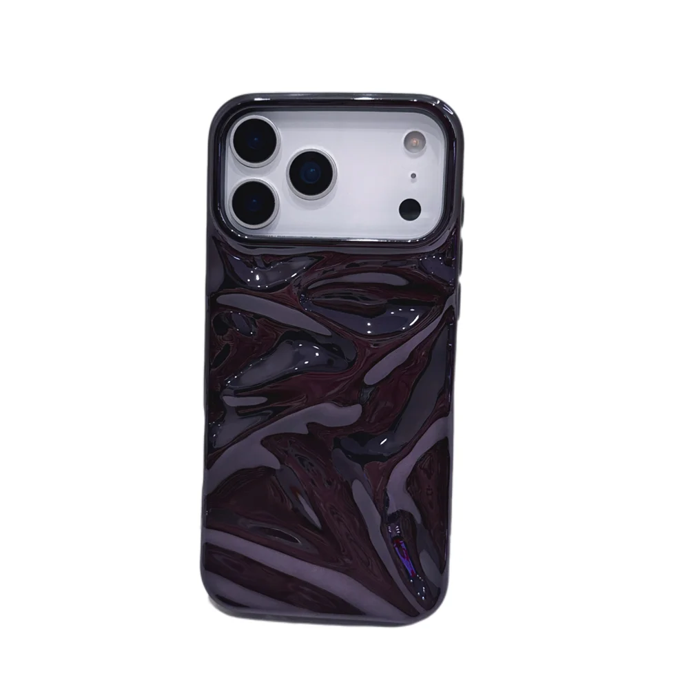 Luxury Electroplate Silvery 3D Wrinkle Phone Case - Plating Water Ripple Shockproof Cover