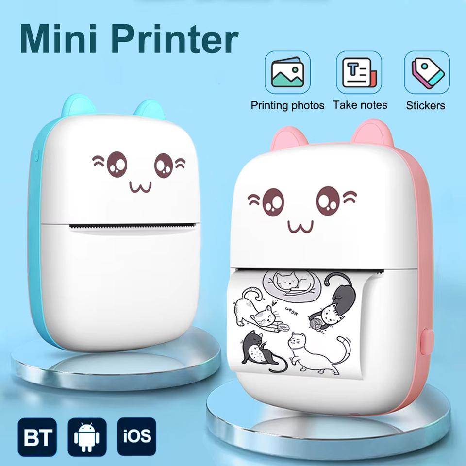 Mini Portable Printer Wireless Bluetooth Thermal Printer Photo Label Sticker Memo List Printing Tag Printer For Children Gifts