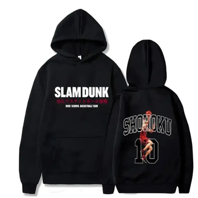 Anime Slam Dunk Hoodies de lã, pulôver casual com capuz, streetwear Hip Hop, moletons, Sakuragi Hanamichi Print Tops, outono 5