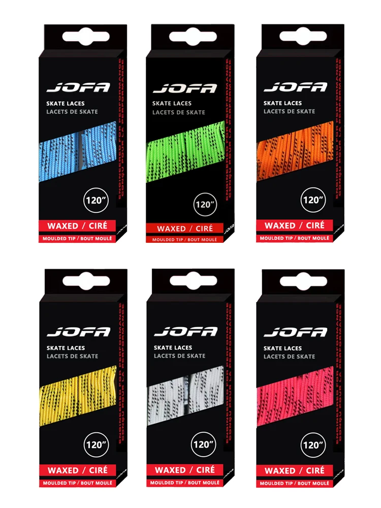 Description Picture 3 of itemJofa Skate Laces Hockey 84 96 108 120in Dual Layer Braid Extra Reinforced Tips Waxed Tip Design Ice Hockey Skate Hockey