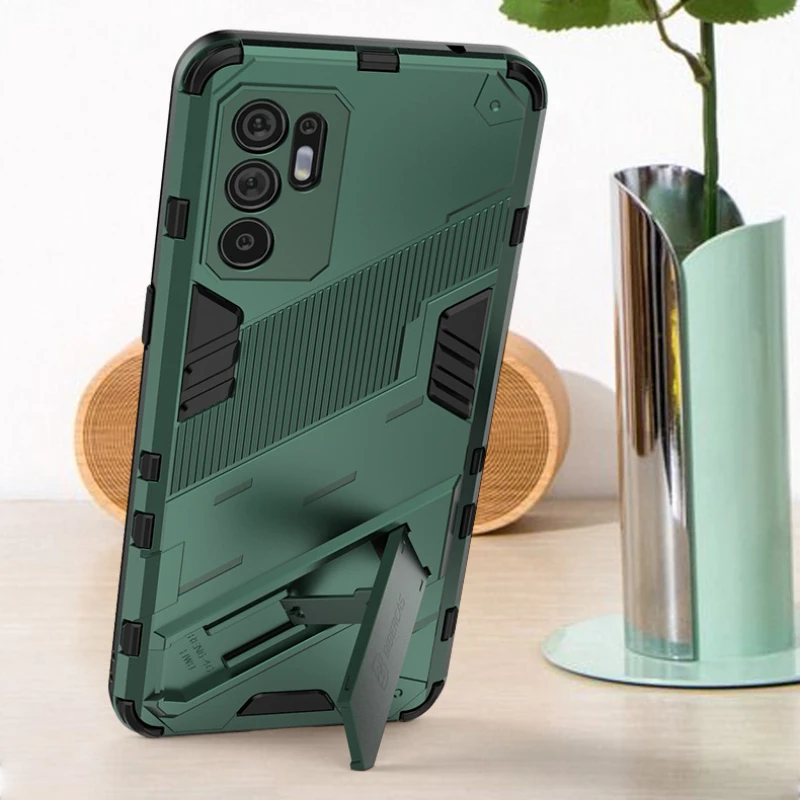 For OPPO Reno 6 5G Armor Shockproof Phone Case Back Cover For OPPO Reno6 Z 6Z 4G Magnetic Kickstand Anti-Fall Protect Cases Coqu