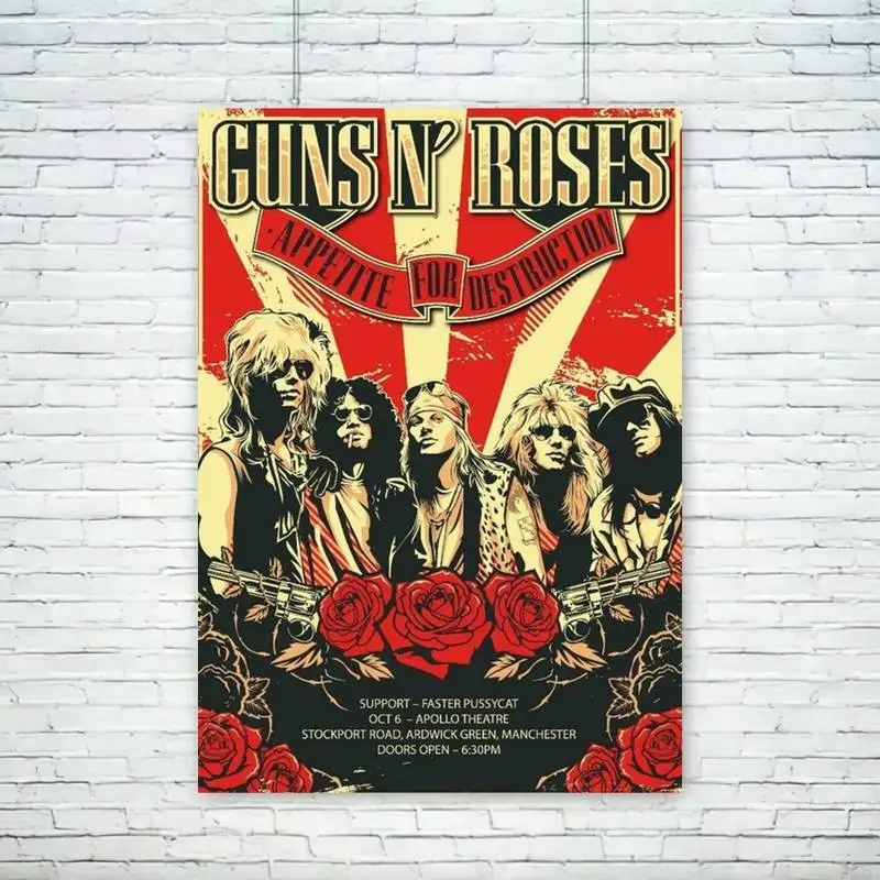 Vintage Posters Poster Prints Vintage Rock Music Band G-Guns N Roses POSTER Wall Pictures For Living Room Fall Decor