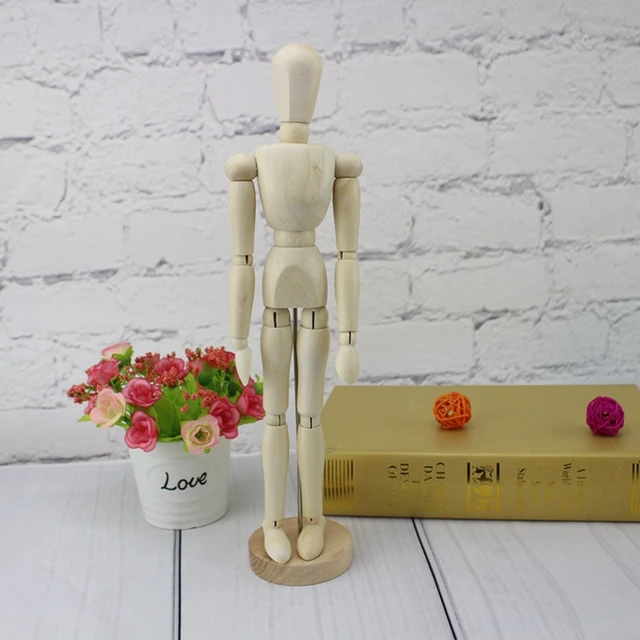 WOODEN ARTISTS MANNEQUIN MODEL ARTICULATED LIMBS FOR DIFFERENT POSES ON  BASE 8