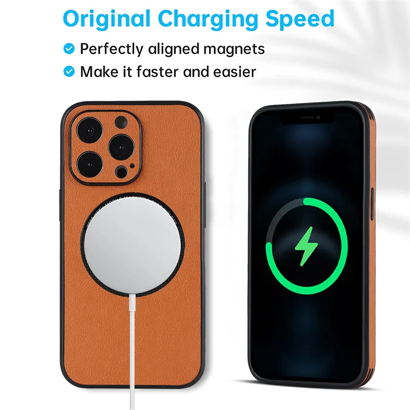 Leather Texture Wireless Charger Case For iPhone14 13 12 11