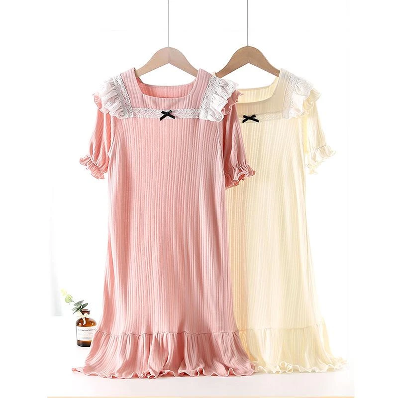 designer nightgowns Girls Nightgown Short Sleeve Children Pajamas Summer Thin Breathable Princess Style Baby Girl Nightdress 3-15Y Kids Sleepwear night gowns cheap