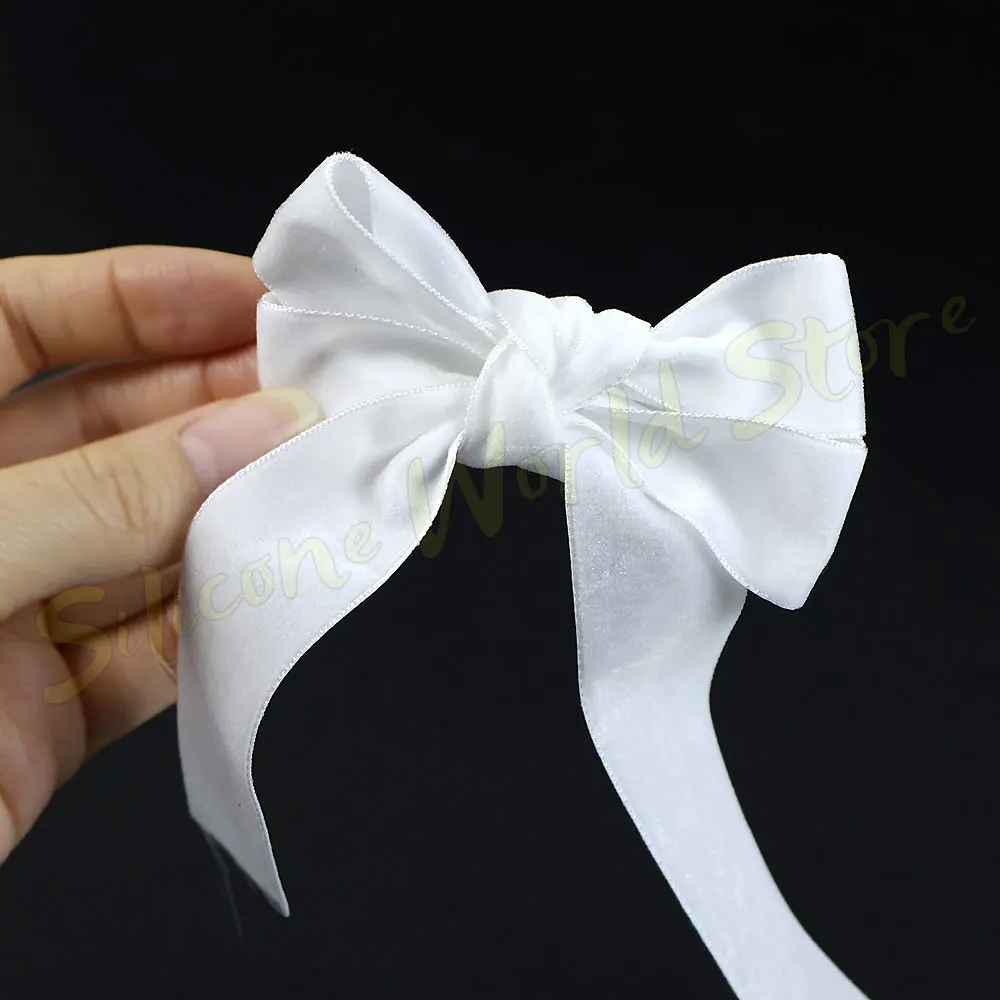 Silicone World White 25MM Single Face Velvet Ribbon Nylon Tape DIY Handmade Gift Bouquet Wrapping Supplies Party Home Decoration