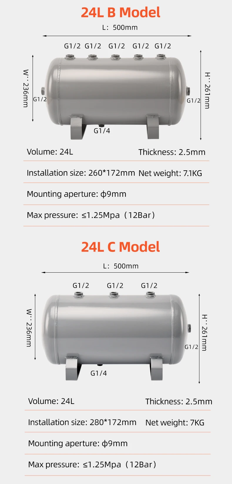 Horizontal Gás Storage Tank, Buffer Pressure Tank,