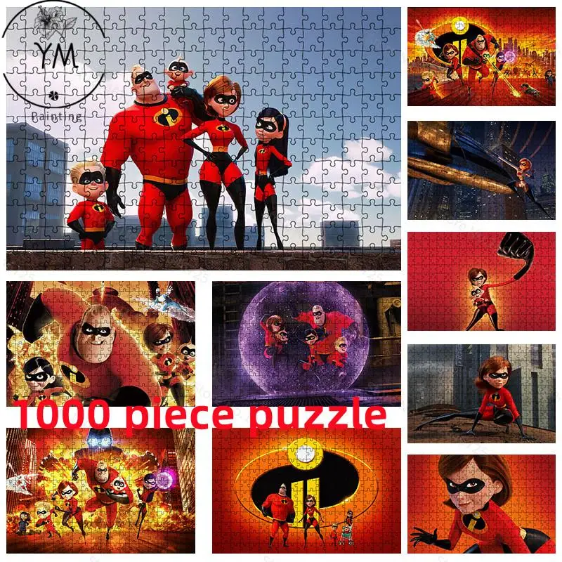

Disney The Incredibles Cartoon Jigsaw Puzzle 1000 Piece Puzzle Toy HD Printing Kids Adult Collectible Hobby Birthday Gift Toy