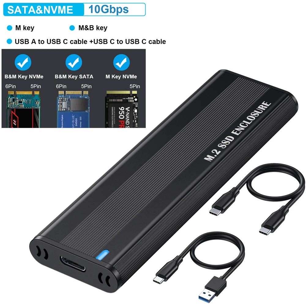 NVME SATA 듀얼 프로토콜 3.1 SSD 어댑터, NVME PCIE NGFF SATA SSD 디스크 박스, M.2 SSD 케이스, 10Gbps M2