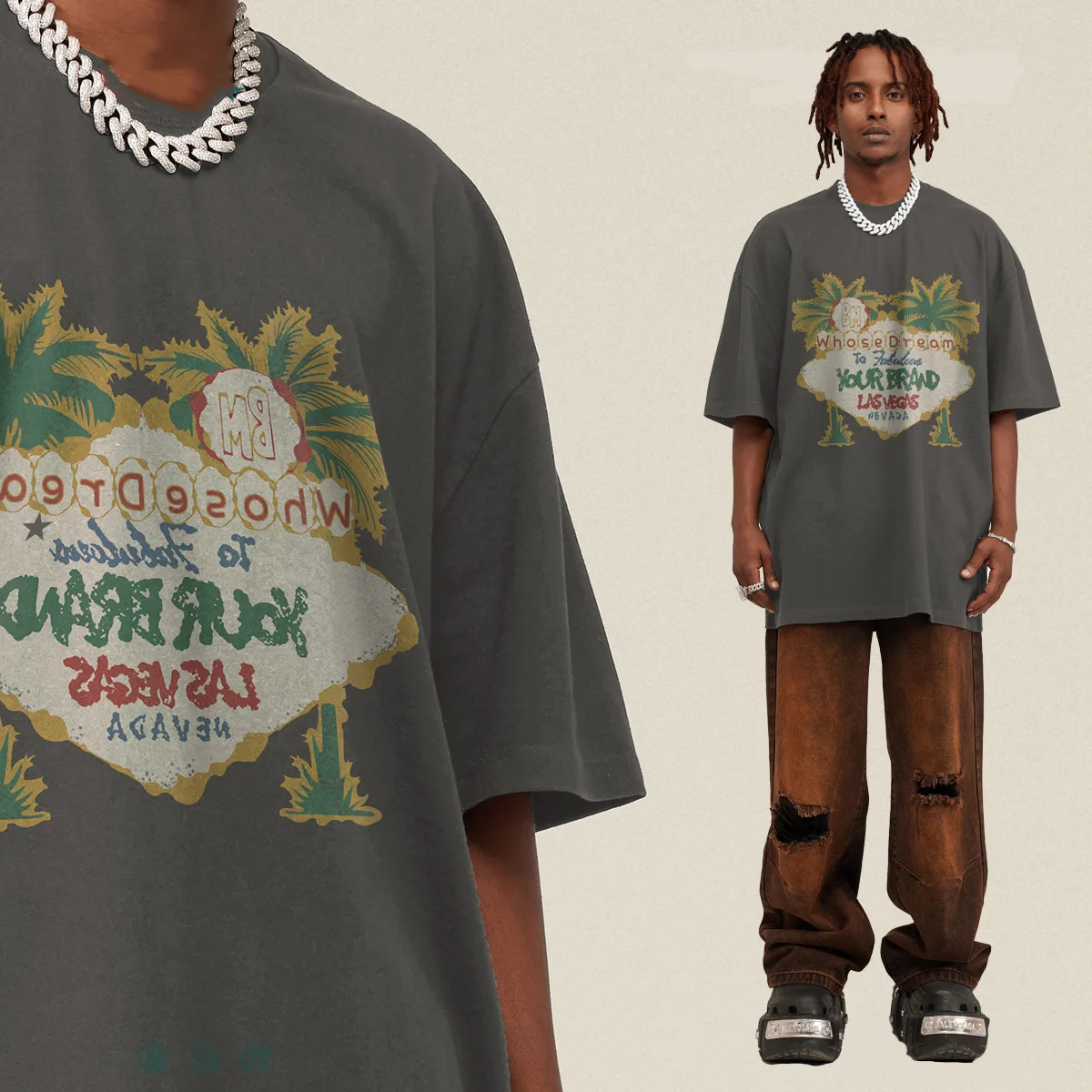

Hiphop Leader Top Quality Cotton 3D Printing Harajuku Coconut Palm Skateboards Hip Hop Oversize T Shirt Men Grinch Streetwear