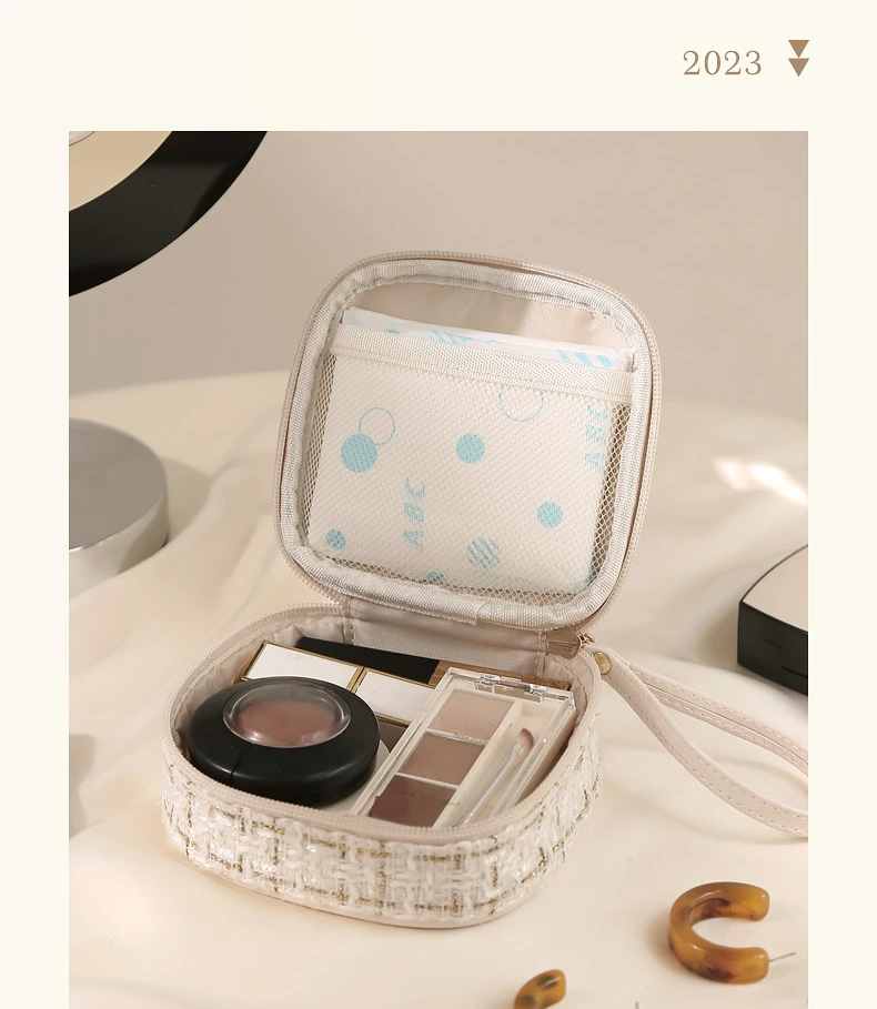 Square Plaid Cosmetic Bags Large Capacity Lipstick Toiletry Makeup Case Money Card Pouch Small Tampon Sanitary Napkin_voghion.com