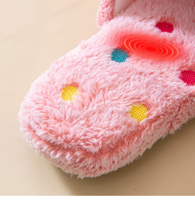 Female Cute Living Room Shoes Women's Bow Tie Slippers Autumn Winter House Warmth Thick Plush Soft Bedroom Floor Flip-flops 6