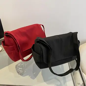 Casual Shoulder Bag Solid Color Students Crossbody Bag Women's Handbags Fashion Oxford Underarm Bag Zipper Female Handbag 2024 1