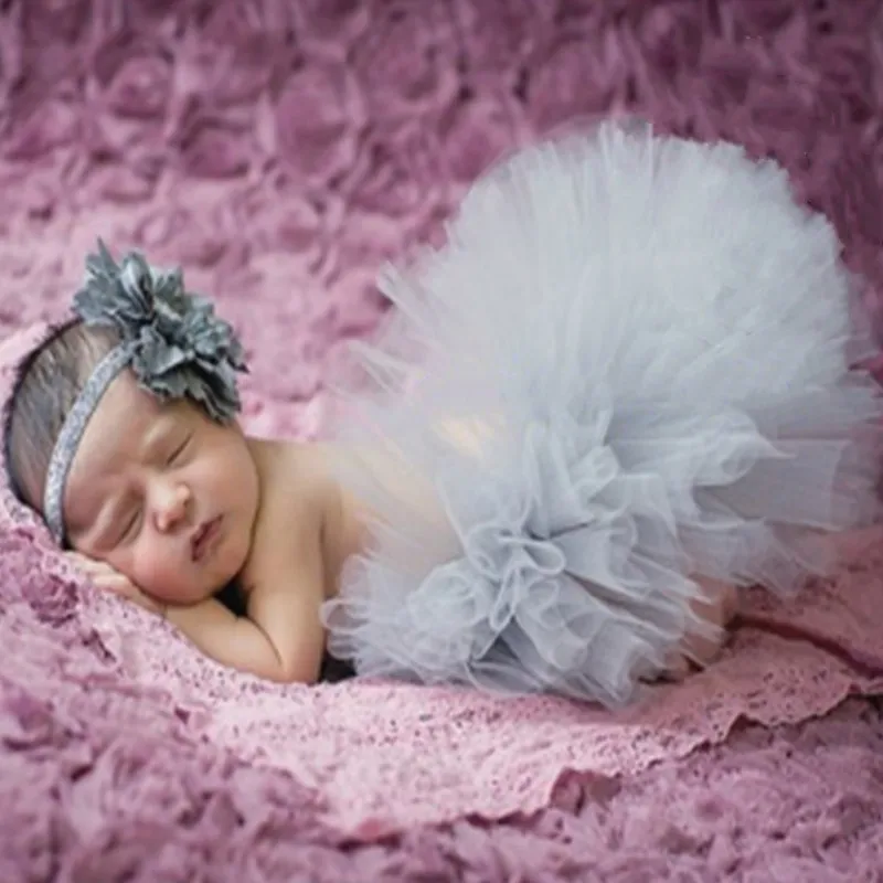 

Newborn Photography Props Clothes Baby Tulle Skirt Flower Headband Set Lace Outfit Photo Shooting Accessories