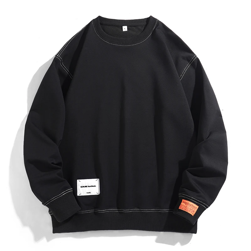New Spring and Autumn plus Size Men's Cotton Zipper round Neck Loose Pullover Trendy Cotton Sweater