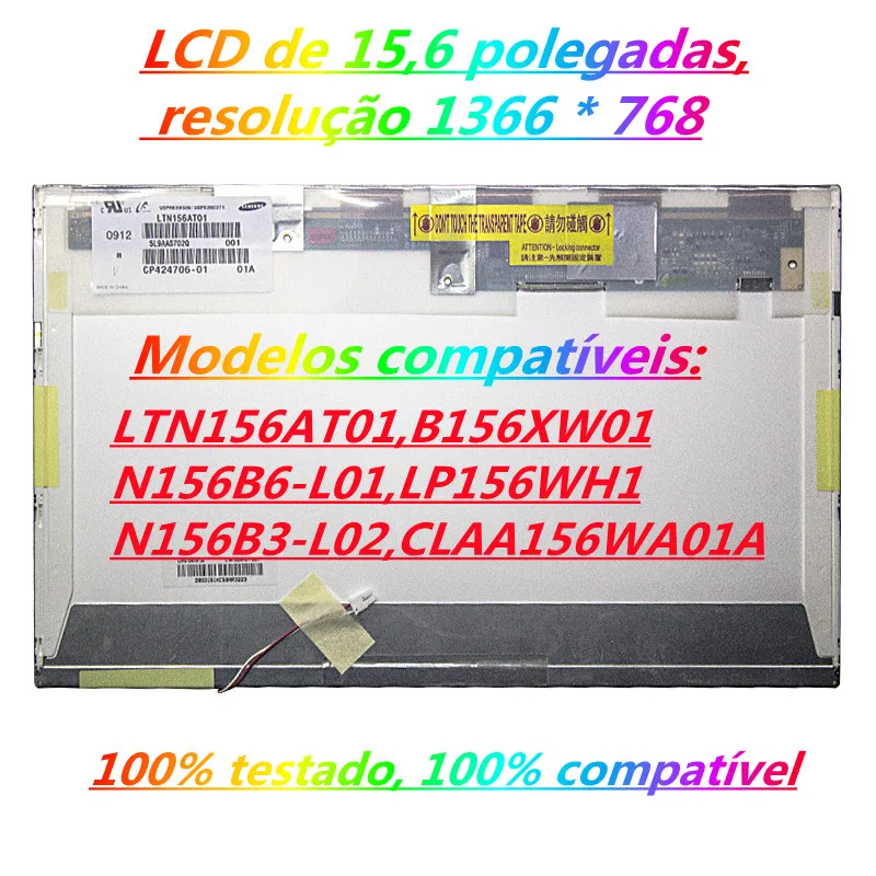 

15,6 "pantalla lcd de matriz B156XW01 V2 V1 V0 V3 LTN156AT01 LP156WH1 TLC1 CLAA156WA01A N156B3-L02 30PIN para DELL 1545 pantal