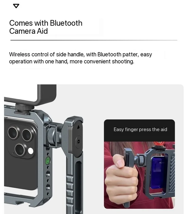 Description Picture 6 of itemLeaplight Universal Phone Cage Metal With Dual Hand Smartphone Video Rig Kit Cell Phone Bluetooth Camera Aid