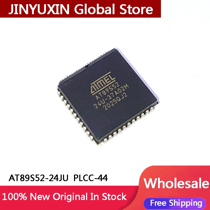 

New AT89S52-24JU AT89S52 PLCC44 8KB Flash Memory 24MHZ 8-bit Microcontroller IC Chip In Stock Wholesale