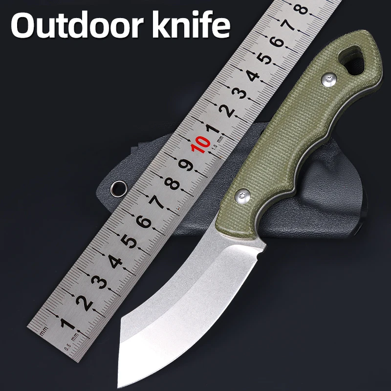 

Fixed Blade 14c28n Outdoor Camping Knife Practical For Survival On Foot EDC Self-defence Tool Knife Strap K Sheath Linen Handle