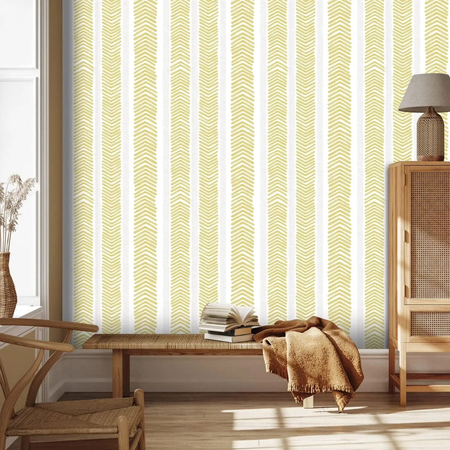 Modern Herringbone Peel and stick Wallpaper Gold and White Contact Paper Geometric Waterproof Self-adhesive Wallpaper