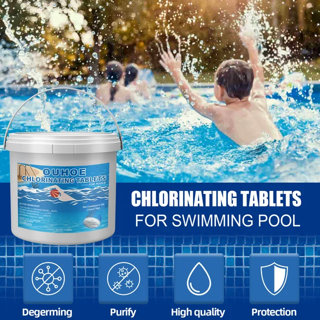 Medence Klór Stabilizált Klórozó Tabletták Élvezetesebb Úszóterület Tartós Tartás Víz Friss - Image 3