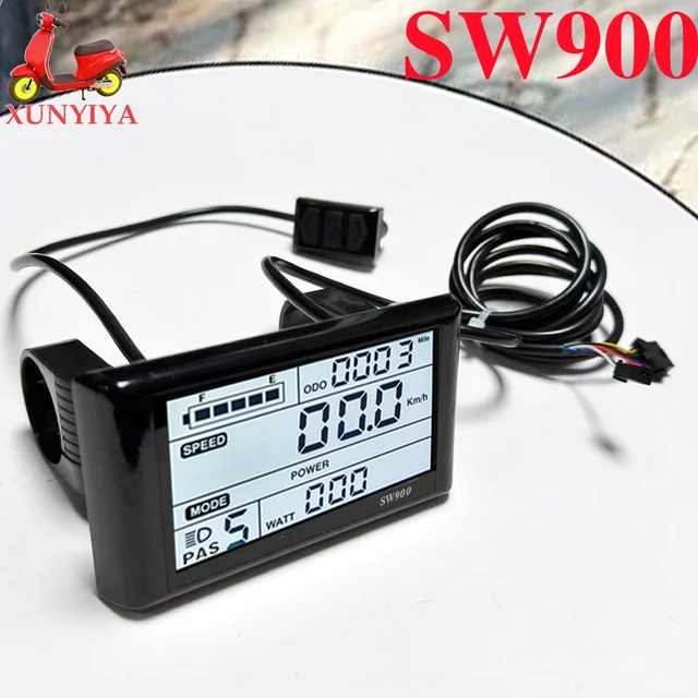 Afficheur LCD SW900, 24V, 36V, 48V, 52V, 60V, 72V, connecteur SM 5PIN+2PIN pour protocole de communication UART n°2, scooter électrique 1