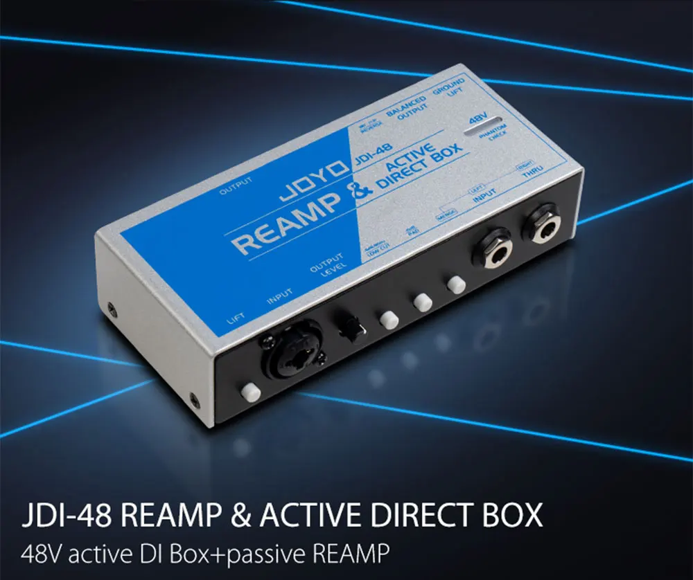 JDI-48 REAMPING and DI Functions 2 in 1 Phantom Powered 48V Active Direct Box +