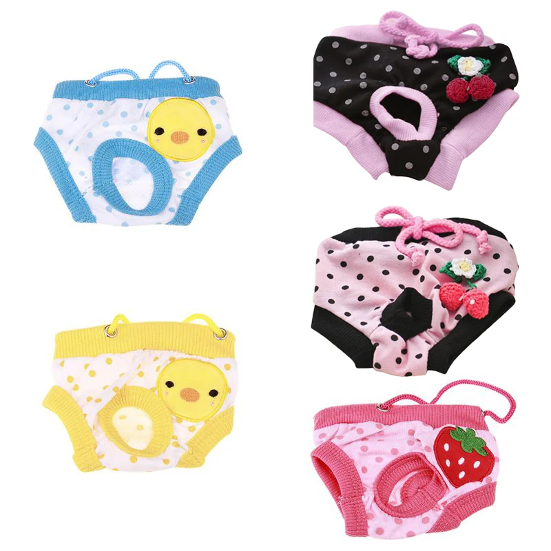 Washable Dog Panties Support Diaper for Doggie in Heat Adjustable Pet Shorts Cartoon Design for Indoor Outdoor Leakproof Comfy