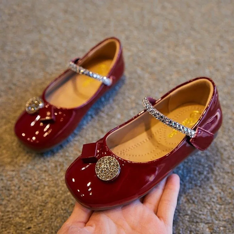 Girls Princess Leather Shoes Spring Autumn PU Children's Flats Versatile Fashion Kid Causal Dress Shoe for Wedding Party