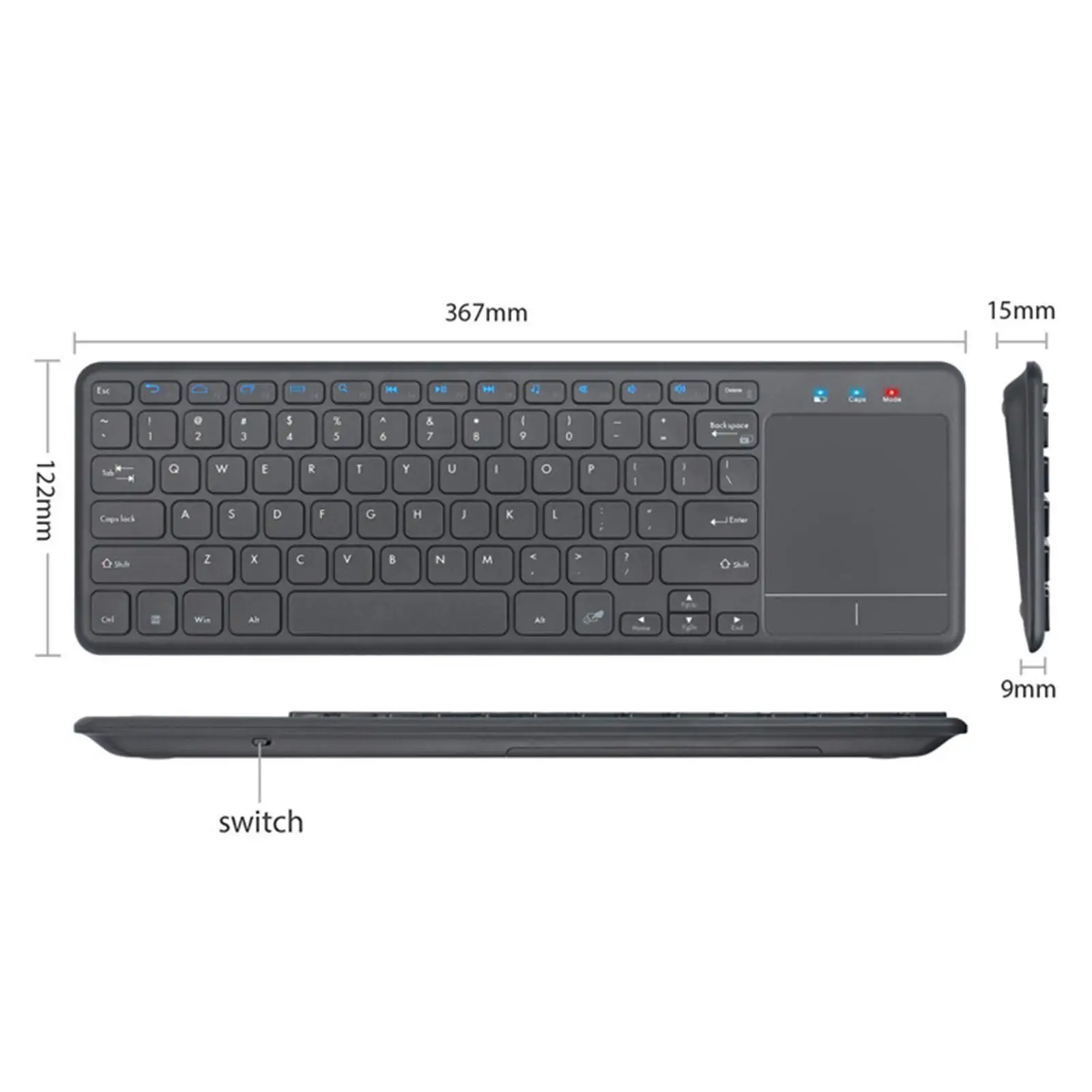 Wireless Keyboard with Touchpad 2.4G Lightweight Comfortable to Use Touch Keyboard for Smart TV Computer Laptop Windows Tablet