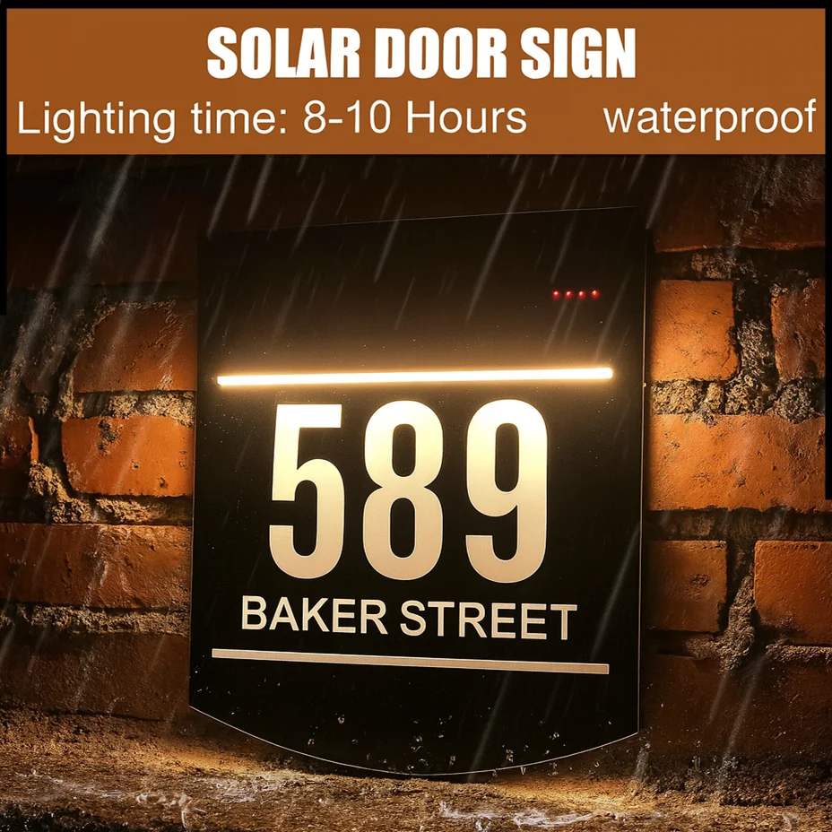 Solar House Sign Outdoor Street Name Address Plaque
