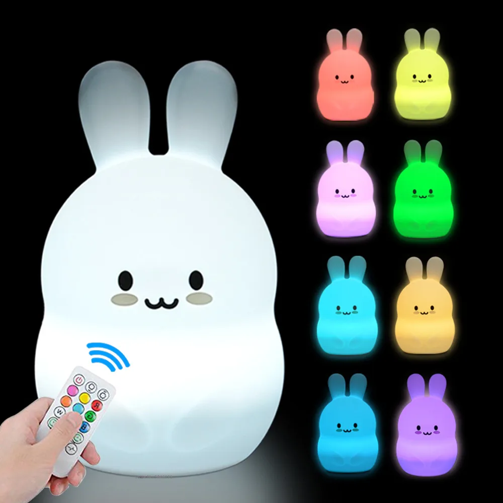 Owl LED Night Light Touch Sensor Remote Control 9 Colors Dimmable Timer USB Rechargeable Silicone Animal Lamp for Kids Baby Gift holiday nights of lights Night Lights