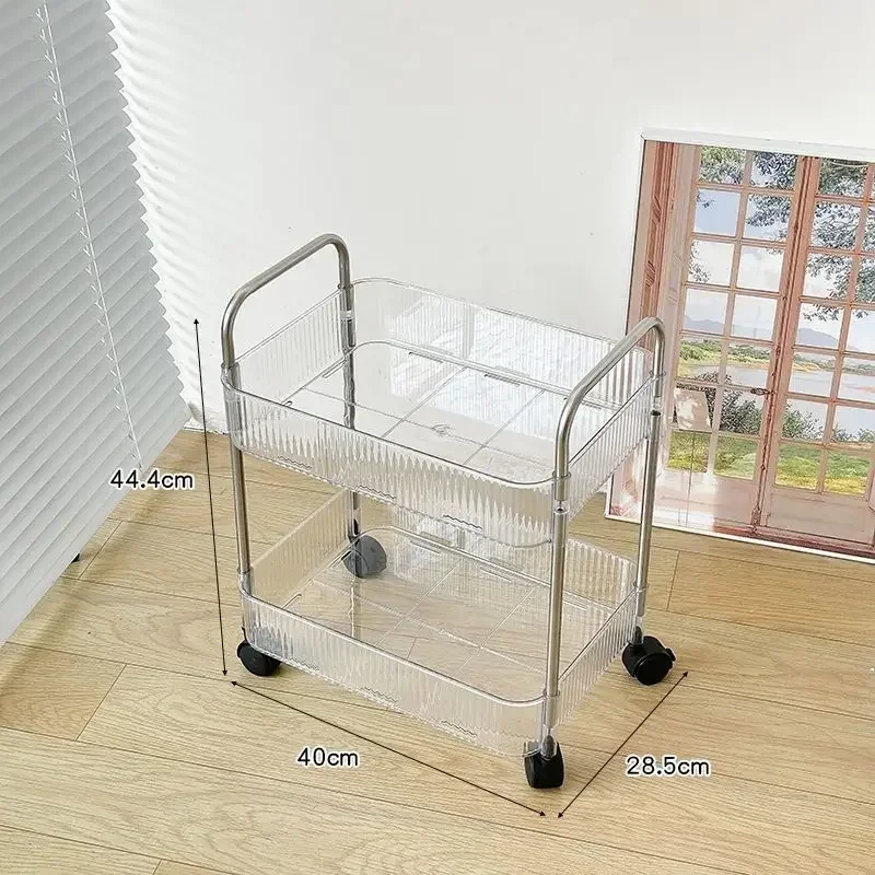 New acrylic transparent trolley with wheels, bathroom, bathroom, shelf, living room, Nordic style floor storage rack 6