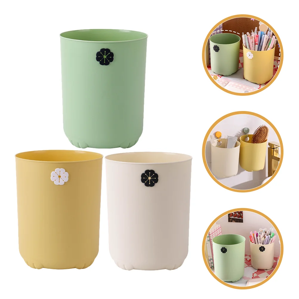 

3 Pcs Cartoon Trash Can Kitchen Rubbish Bucket Bins Bathroom Garbage Container Desktop