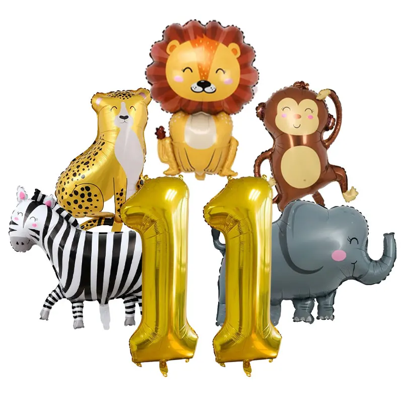 Dschungeltier-Ballons Riesige Affen-, Löwen-, Tiger-, Giraffen-Folienballons Hintergrundvorhänge Kindergeburtstag Party-Dekor Zubehör – Detail 37