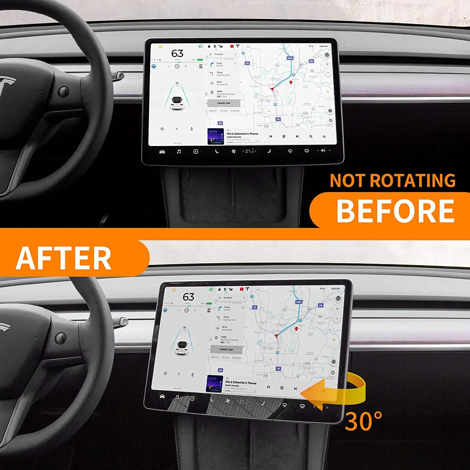 Central Control Screen Display Rotation Bracket GPS Navigation Holder Swivel Mount for Tesla Model 3 Y Accessories -17