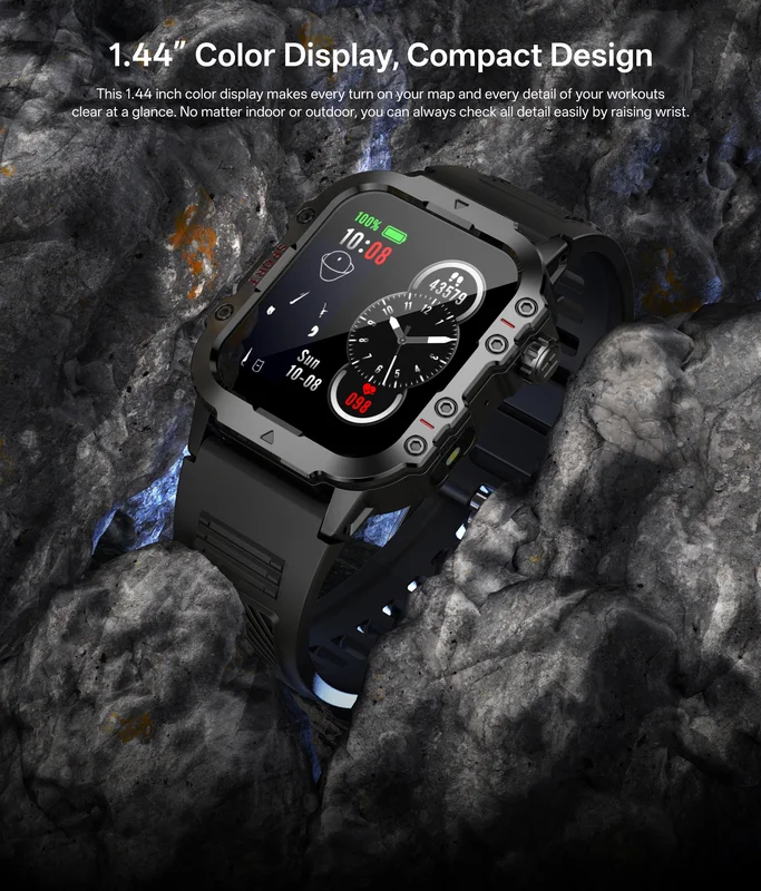 Military Smart Watch Men IP67 3ATM Outdoor Sports Fitness Tracker Health...