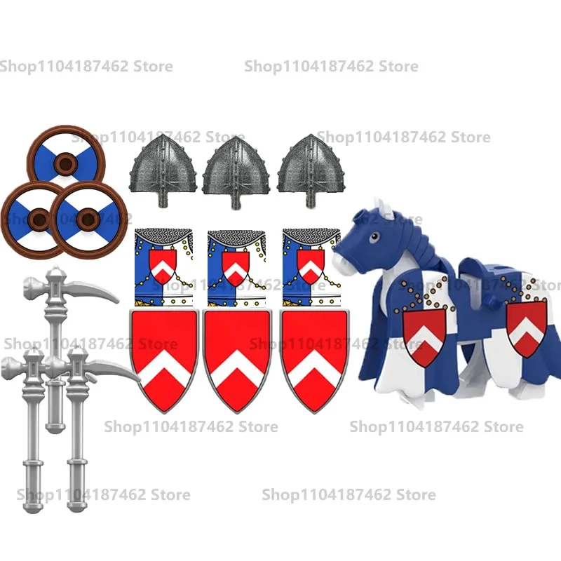 Medieval Knight Army Set with Green Dragon and Wolf Warrior Building Blocks