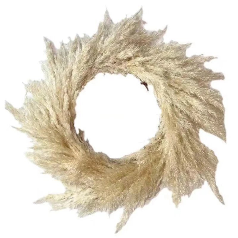 

Handmade Pampas Grassland Wreath Decoration Wall Dried Flowers Crafts Christmas Autumn Wedding Decoration Home Window