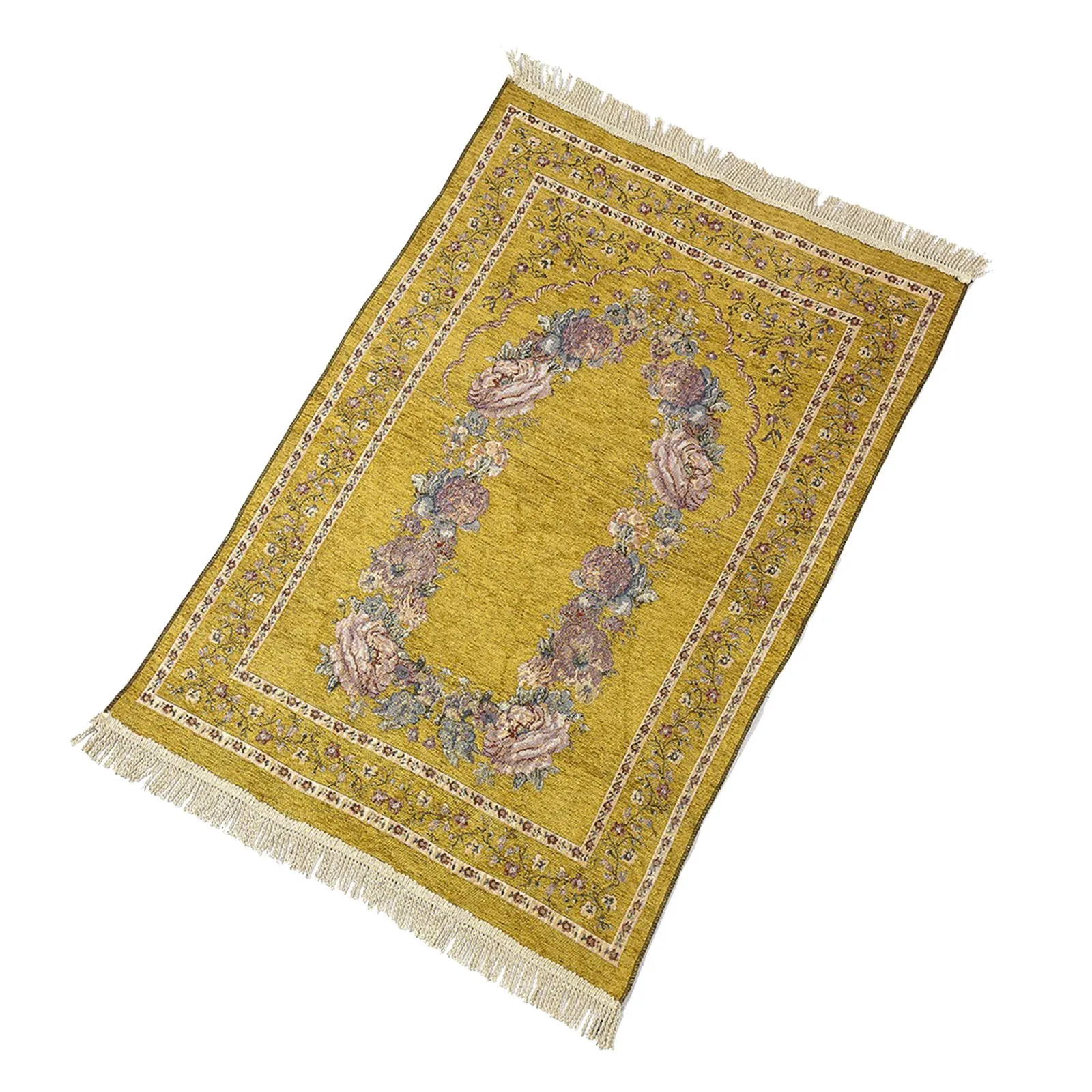 Muslim Islamic Worship Rug Polyester Compass Printing Prayer Rug Portable Travel Home Meditation Pilgrimage Blanket Salat Carpet