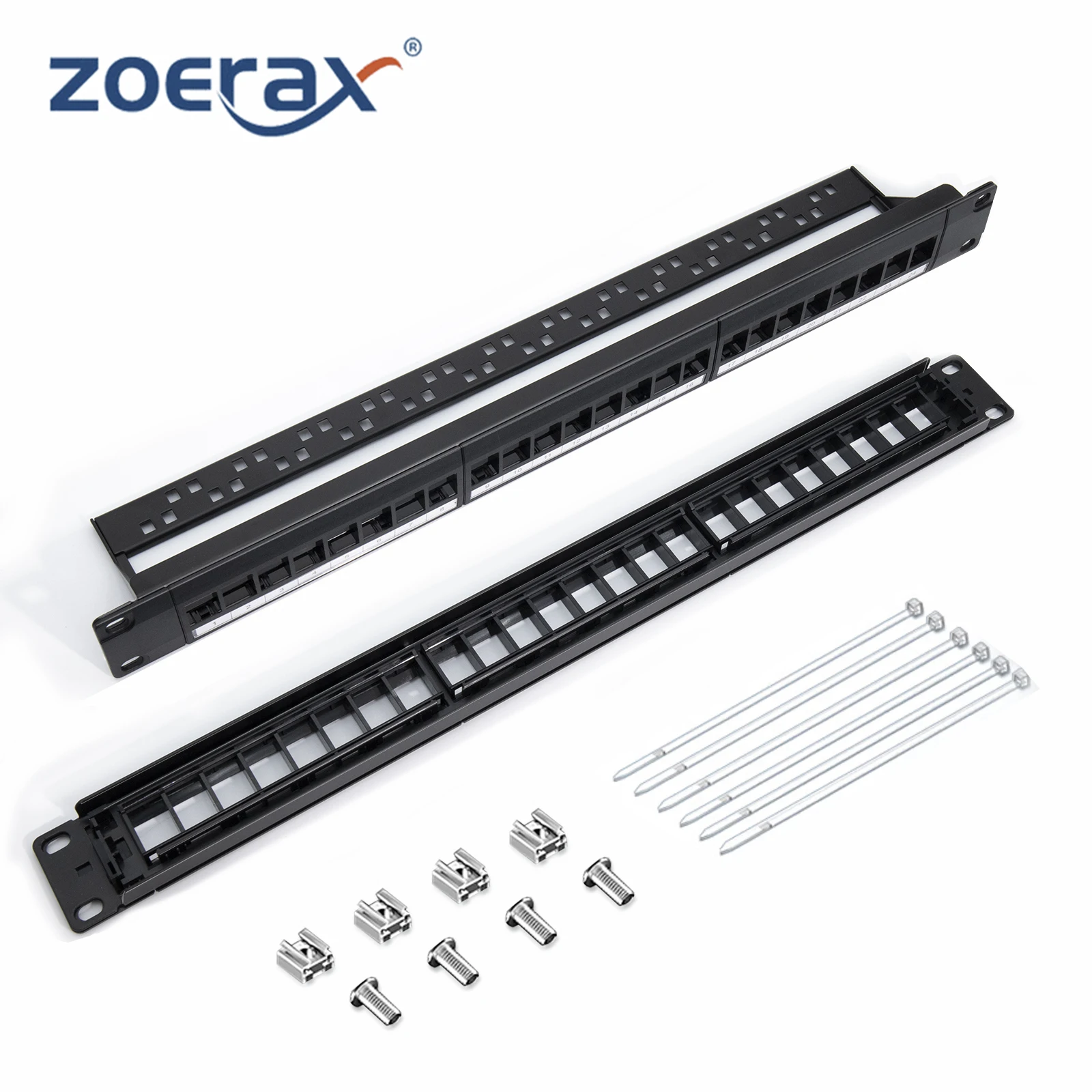 ZoeRax Patchpanel 24 Port Cat6 Cat6a Cat7 mit Inline Keystone 10G, RJ45-Kupplungs-Patchpanel 19 Zoll mit abnehmbarer Rückseitenleiste – Detail 4