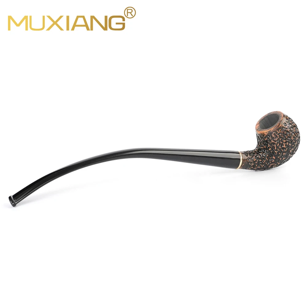 MUXIANG 담배 파이프, 손으로 조각한 브라이어 파이프 세트, 청소 액세서리가 있는 긴 독서 파이프, 9mm 파이프 채널