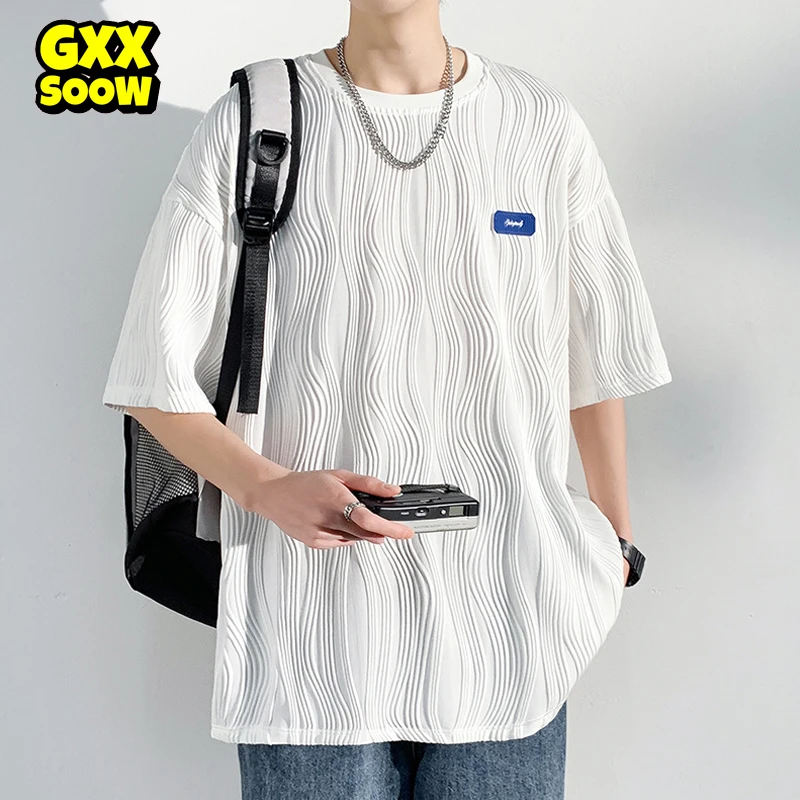 

Мужская футболка с коротким рукавом, черная или зеленая Однотонная футболка в стиле хип-хоп, лето 2023